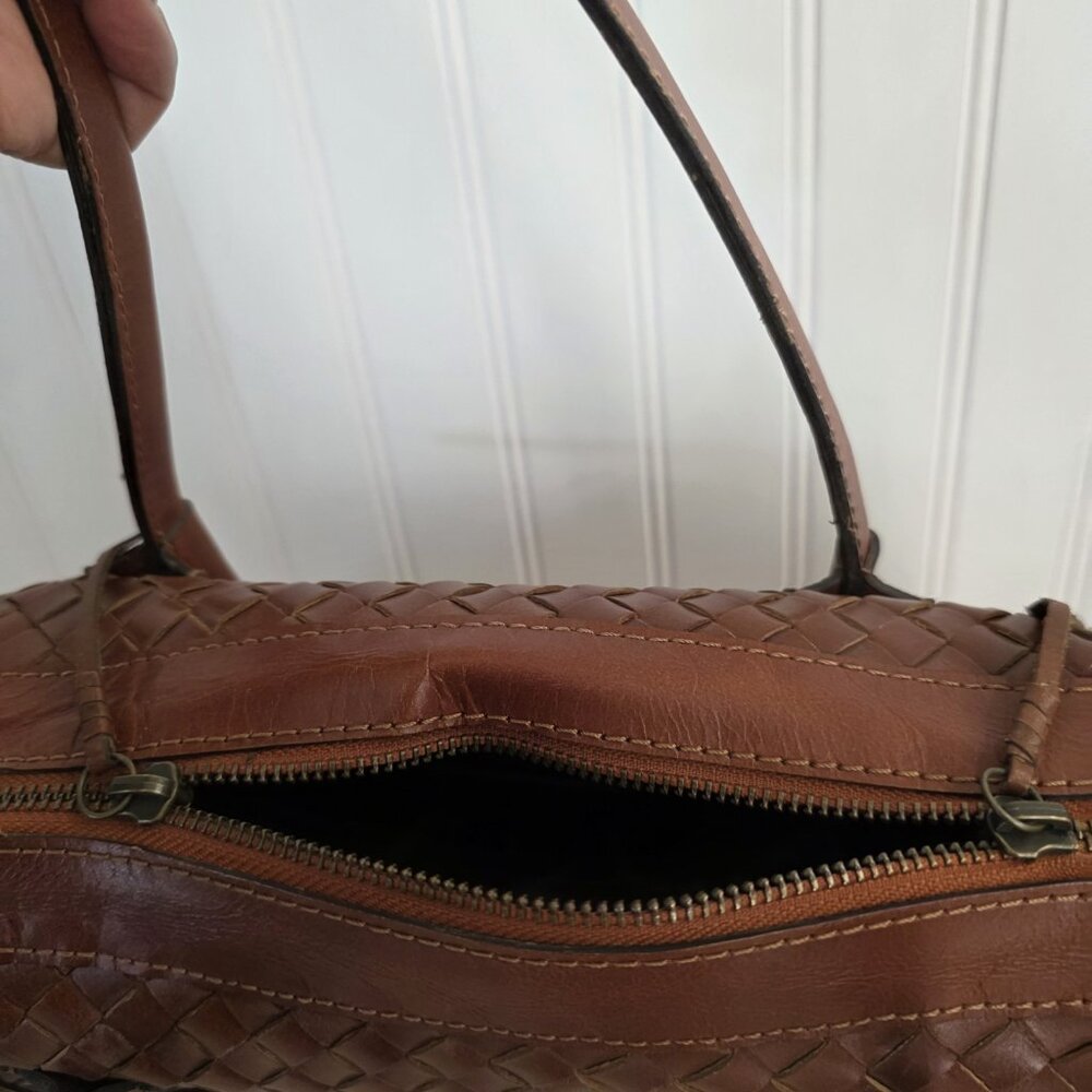 Noonday Monterey Shoulder or Hand Bag/Purse-Brown Woven Leather - Picture 12 of 12